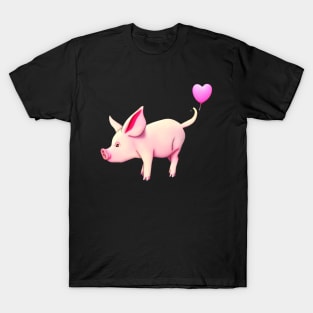 Pink Pig with heart T-Shirt